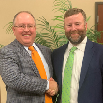 Pictured Attorney Greg Hendrick with Chuck McLain